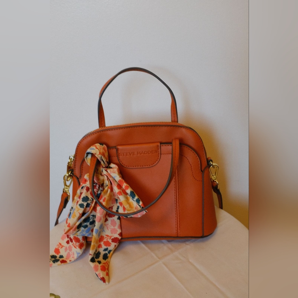 Steve Madden Brown Satchel with Floral Accent